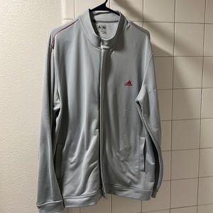 Adidas Grey (Red Accents) - Mock Neck Zip Up -  XL